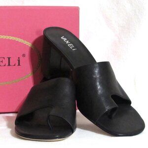 NEW Ladies VANELI Black Leather Thong Sandals Heels Shoes 11 M Orig $175